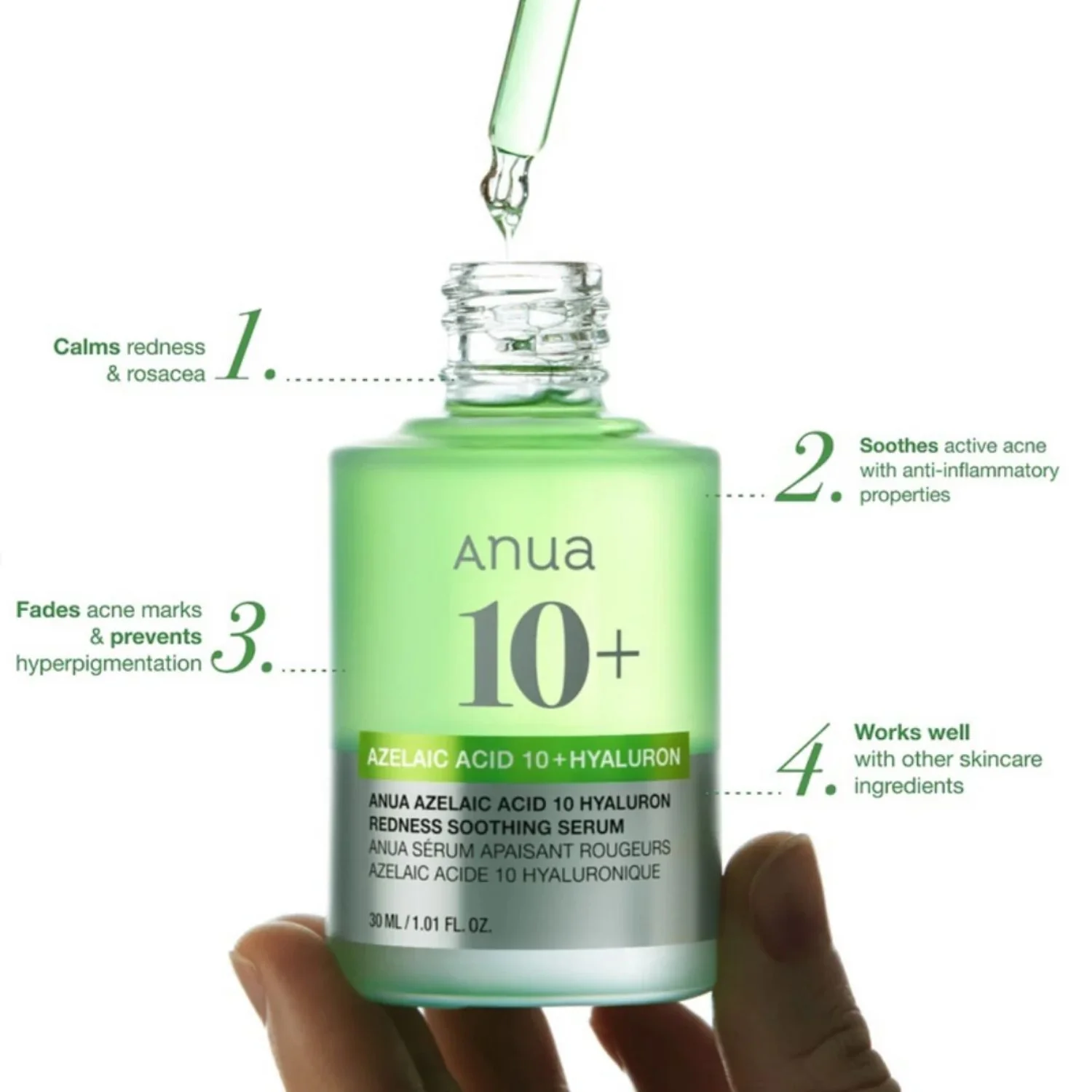 Anua | Azelaic Acid 10 Hyaluron Redness Soothing Serum 30ml - Image 3