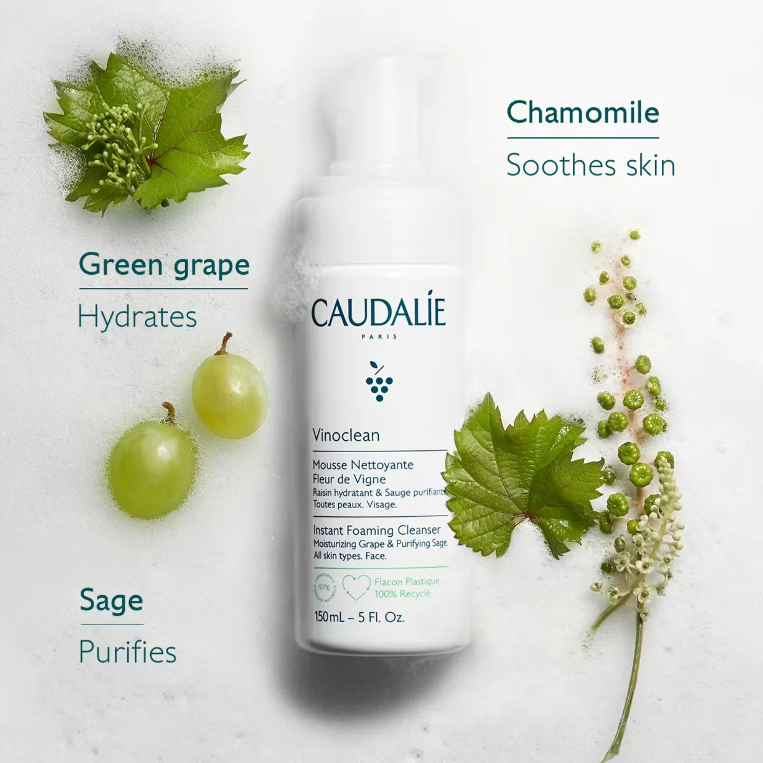 Caudalie | Vinoclean Instant Foaming Cleanser 150ml - Image 3