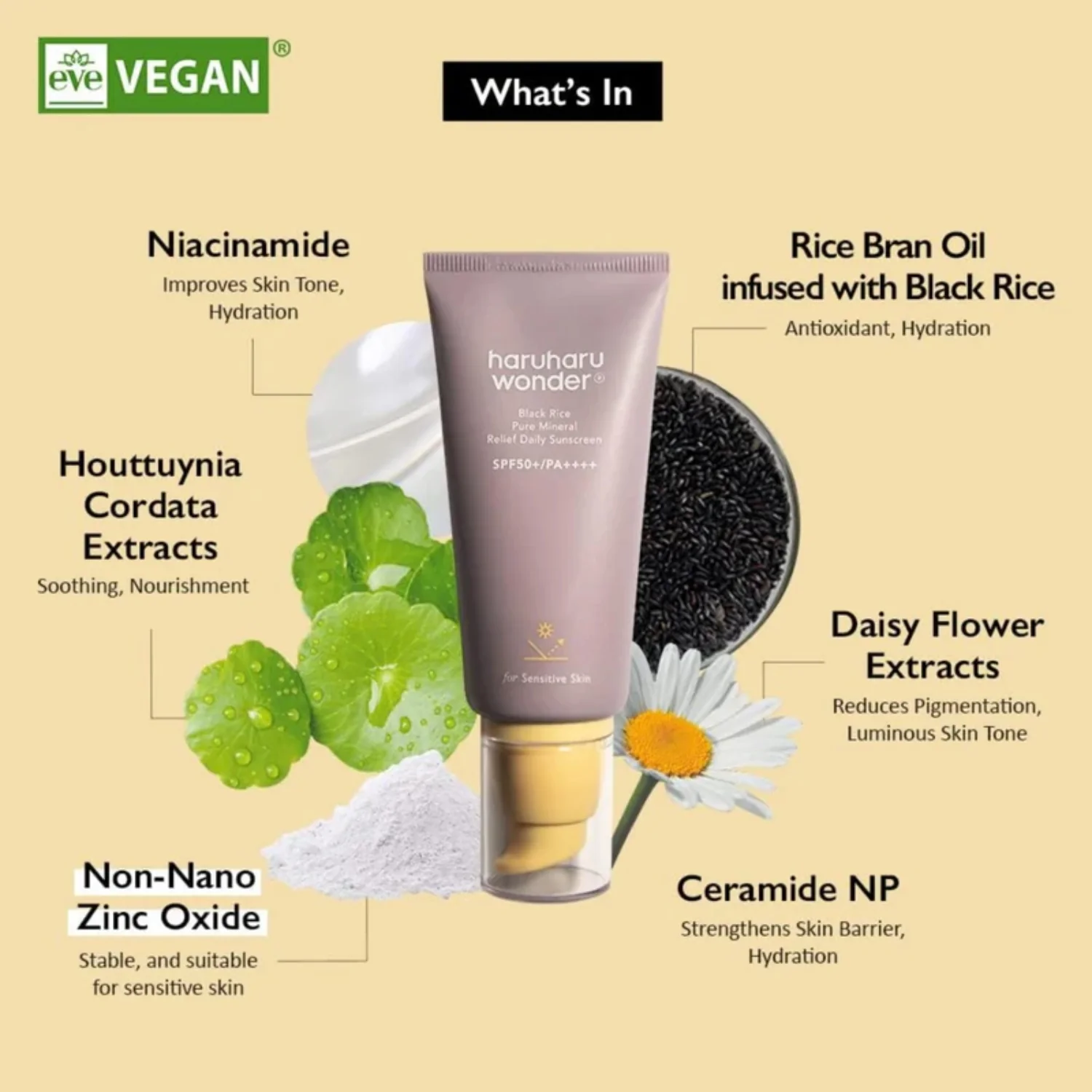 Haruharu Wonder | Black Rice Pure Mineral Relief Daily Sunscreen PA++++ SPF50+ 50ml - Image 3